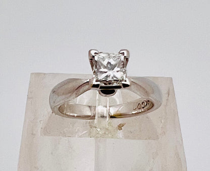 14k White Gold Princess Cut 50pt Diamond Solitaire Ring