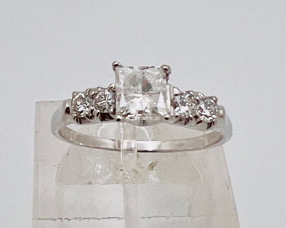 Platinum Princess Cut 1.37 ct Diamond with Accent Ring