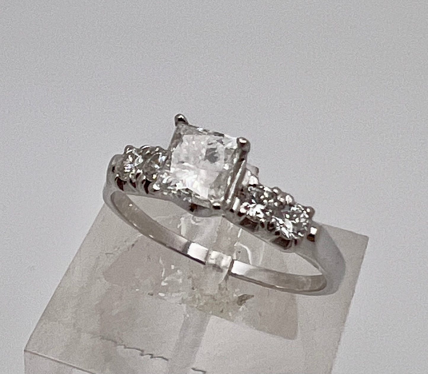 Platinum Princess Cut 1.37 ct Diamond with Accent Ring