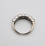 10k White Gold Round and Baguette Cut 38pt Diamond Row Set Cluster Ring