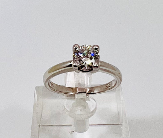 14k White Gold Round Cut 70pt Diamond Solitaire Ring