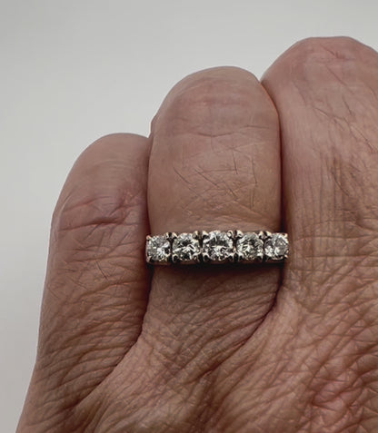 14k White Gold Round 55pt Diamond Row Set Ring