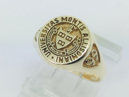 10k Yellow Gold 'Universitas Montis Allisoniani' School Crest Ring