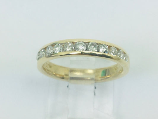 14k Yellow Gold Round Cut 44pt Channel Set Diamond  Band Ring