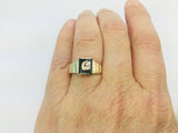 10k Yellow Gold Onyx Gold Letter 'G' Initial Ring