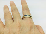 14k Yellow Gold Round Cut 20pt Sapphire September Birthstone Row Set Rogers Ring