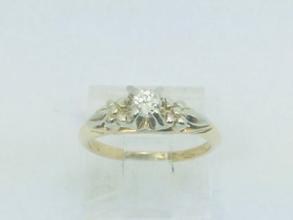 14k Yellow and White Gold Round Cut 14pt Diamond Ring