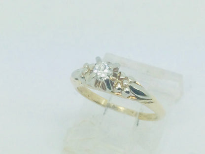 14k Yellow and White Gold Round Cut 14pt Diamond Ring