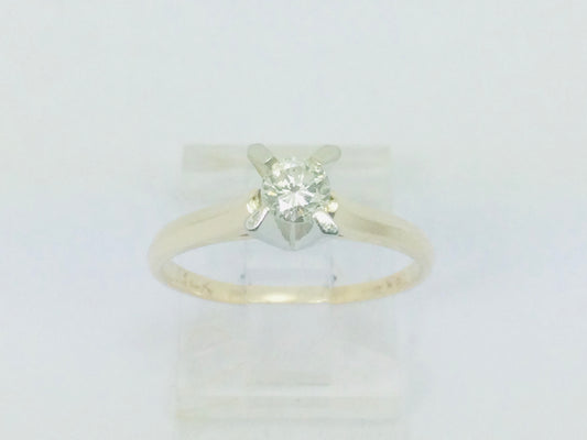 14k Yellow Gold Round Cut 30pt Diamond Solitaire Ring