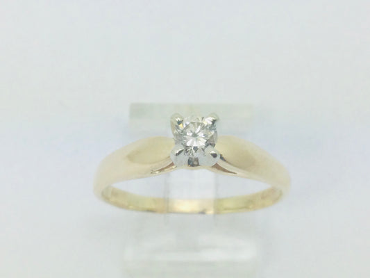 14k Yellow Gold Round Cut 25pt Diamond Solitaire Ring