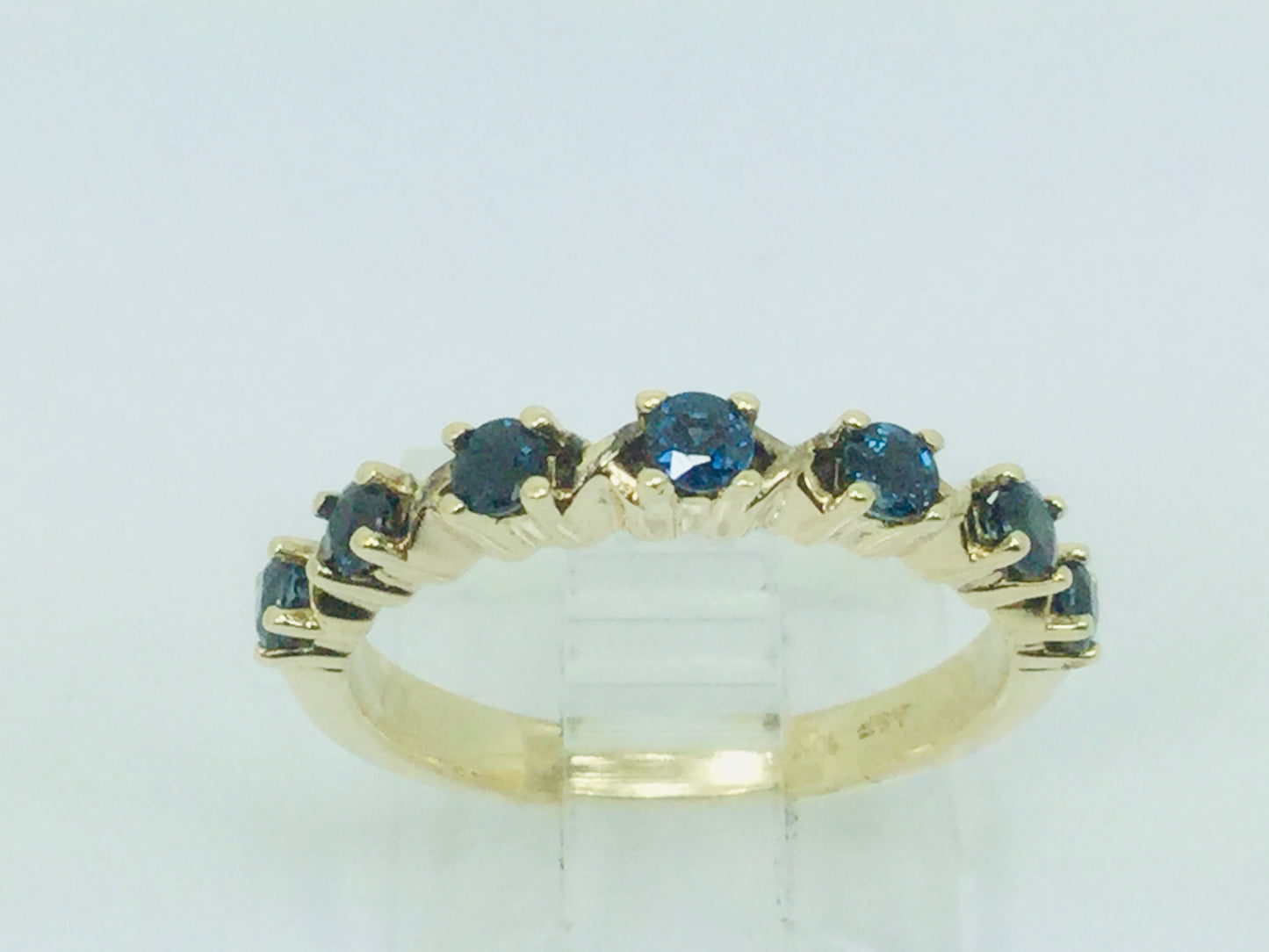 10k Yellow Gold Round Cut 42pt Blue Topaz & 20pt Rose Tourmaline Ring Set