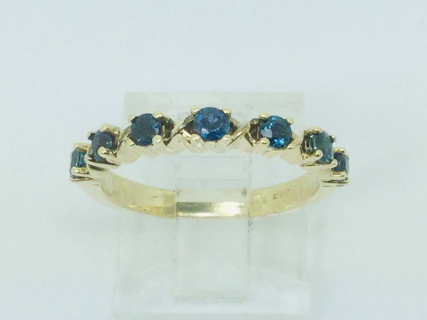 10k Yellow Gold Round Cut 42pt Blue Topaz & 20pt Rose Tourmaline Ring Set