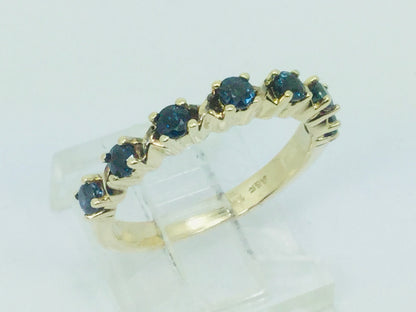 10k Yellow Gold Round Cut 42pt Blue Topaz & 20pt Rose Tourmaline Ring Set