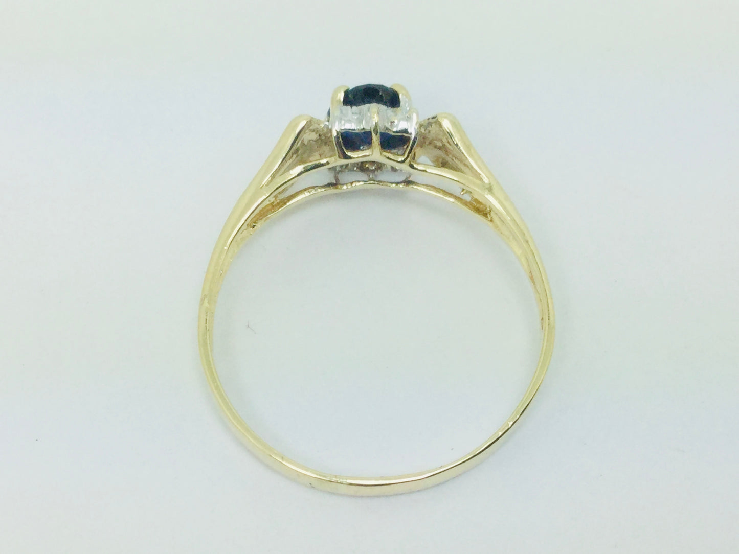 10k Yellow Gold Heart Cut 45pt Sapphire September Birthstone & 1pt Diamond Ring