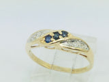 14k Yellow Gold Round Cut 9pt Sapphire & 6pt Diamond Ring