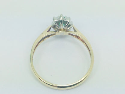 10-14k Yellow Gold Oval Cut 20pt Emerald May Birthstone & 8pt Diamond Halo Ring