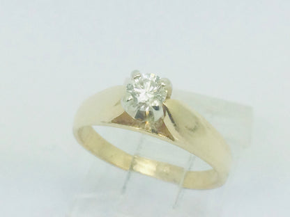 14k Yellow Gold Round Cut 22pt Diamond Solitaire Ring