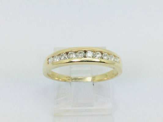 14k Yellow Gold Round Cut 30pt Diamond Channel Set Ring