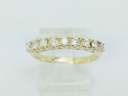 14k Yellow Gold 45pt Round Cut Diamond Row Set Band Ring