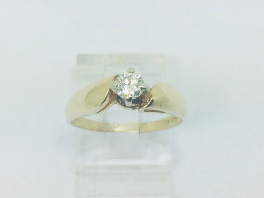 14k Yellow Gold Round Cut 25pt Diamond Solitaire Ring