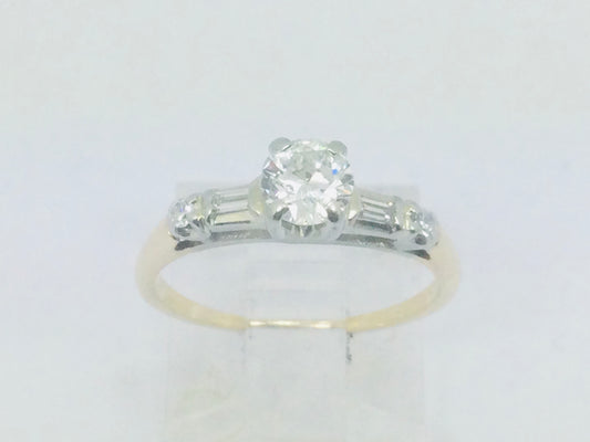 14k Yellow and White Gold Round Cut 48pt Diamond Ring