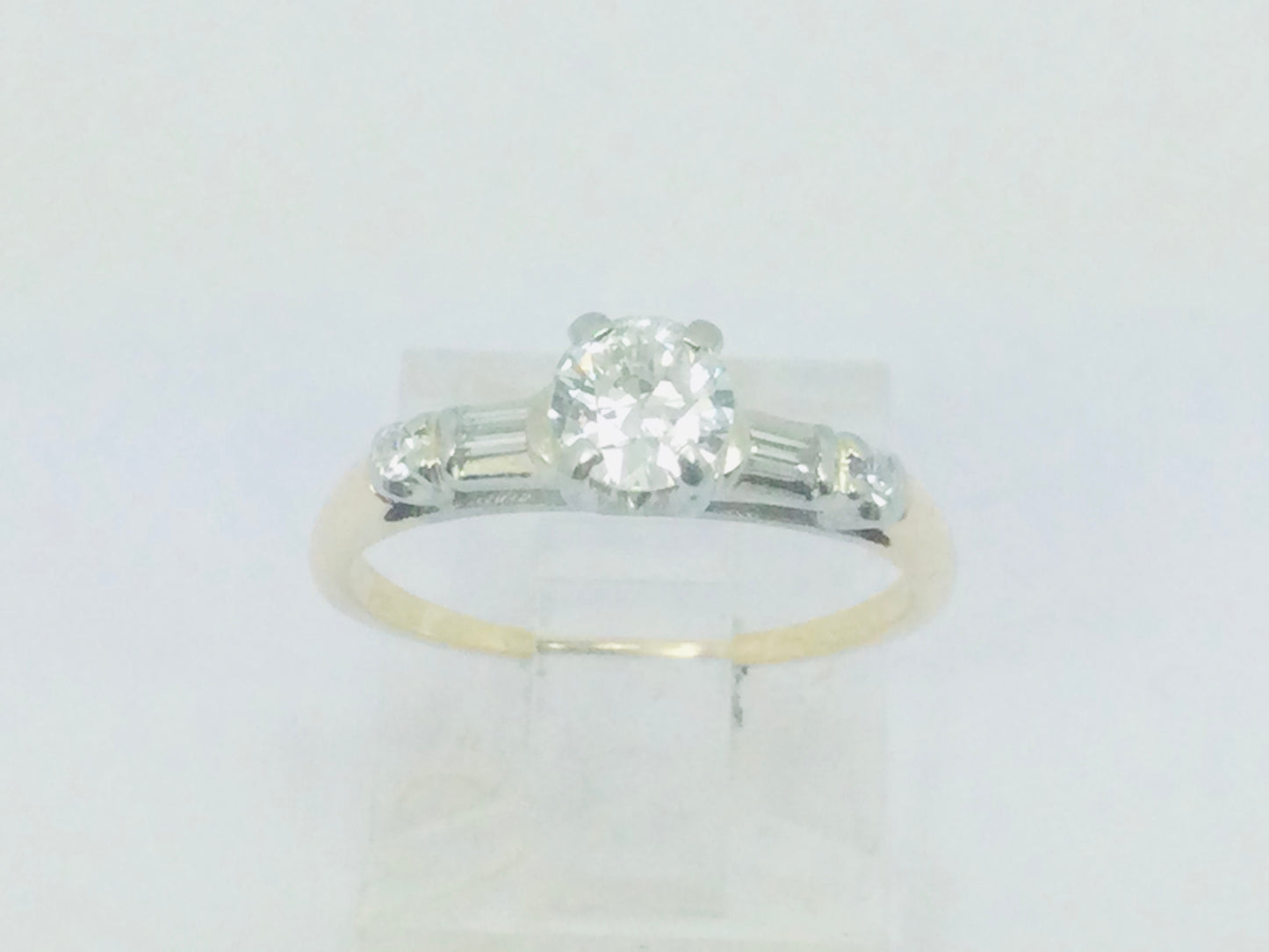 14k Yellow and White Gold Round Cut 48pt Diamond Ring