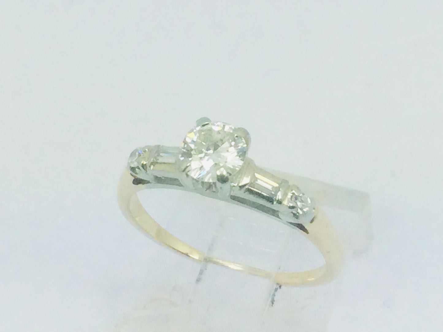 14k Yellow and White Gold Round Cut 48pt Diamond Ring