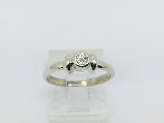 14k White Gold Round Cut 8pt Diamond Solitaire Ring