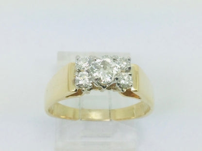 14k Yellow Gold 50pt Mine Cut, 70pt TDW Ring