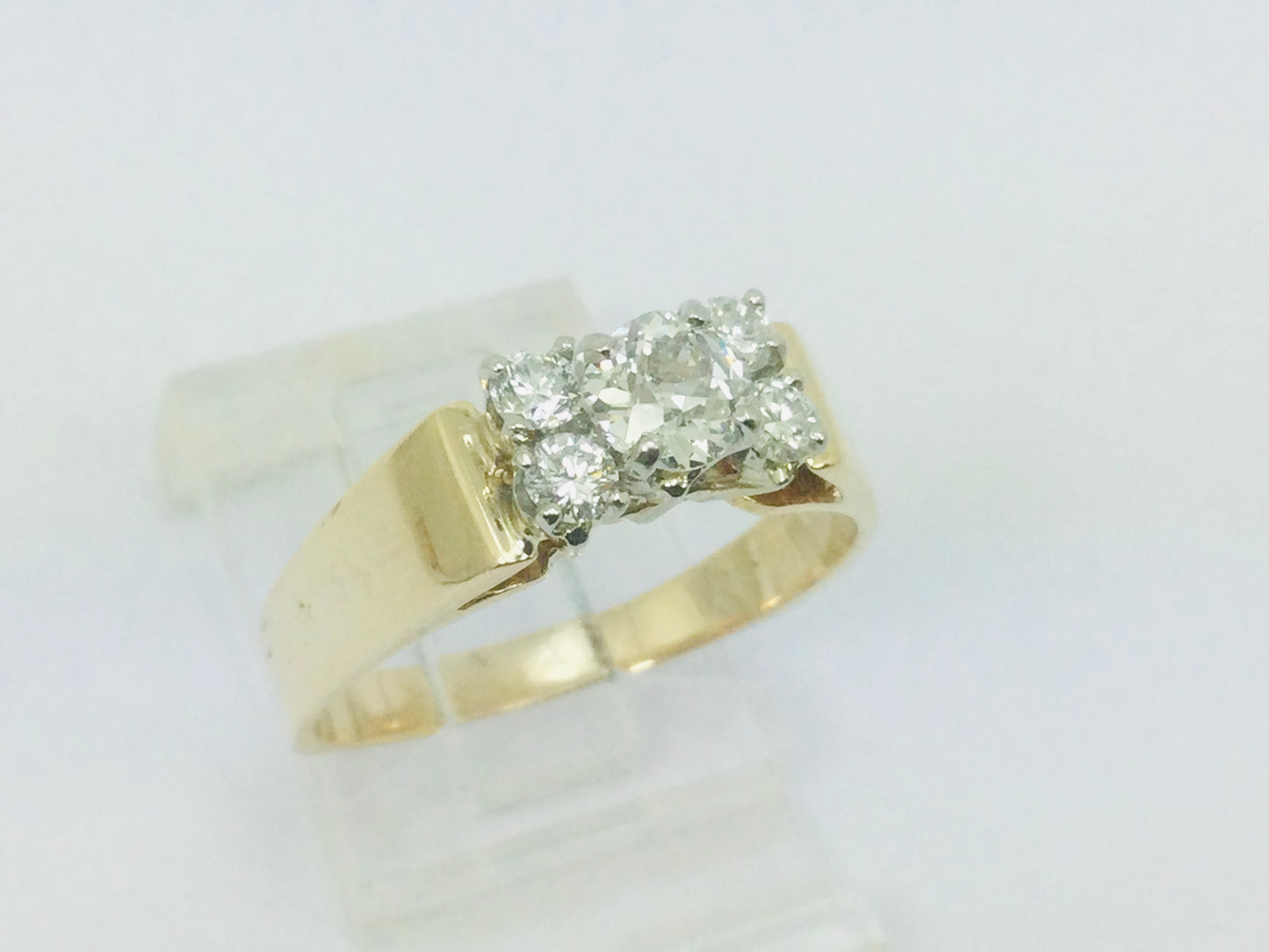 14k Yellow Gold 50pt Mine Cut, 70pt TDW Ring