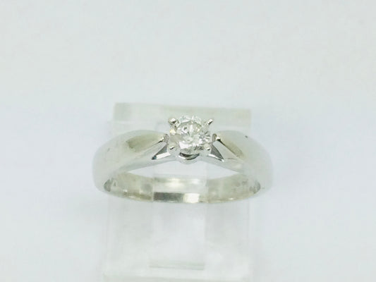 14k White Gold Round Cut 20pt Solitaire Diamond Ring