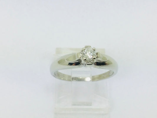 10k White Gold Round Cut 16pt Solitaire Diamond Ring