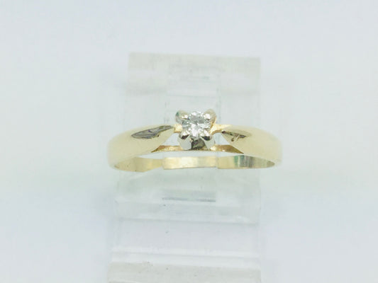 14k Yellow Gold Round Cut 7pt Solitaire Diamond Ring