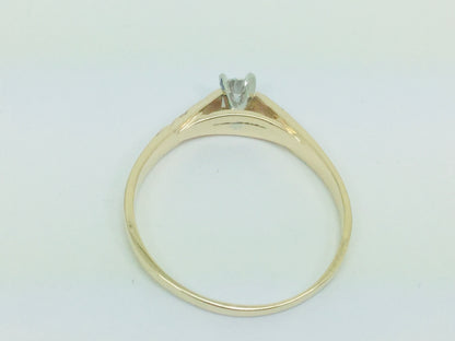 14k Yellow Gold Round Cut 7pt Solitaire Diamond Ring