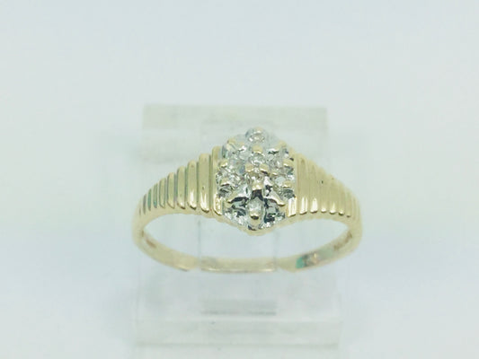 10k Yellow Gold Round Cut 8pt Diamond Cluster Ring