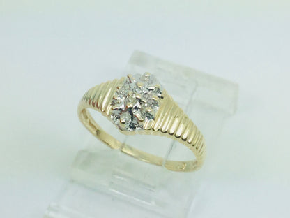 10k Yellow Gold Round Cut 8pt Diamond Cluster Ring