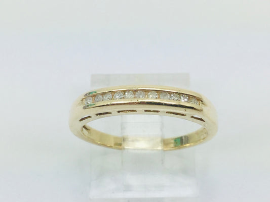 10k Yellow Gold Round Cut 11pt Diamond Channel Set Ring