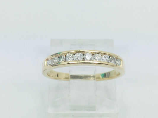 14k Yellow Gold Round Cut 30pt Channel Set Diamond Ring