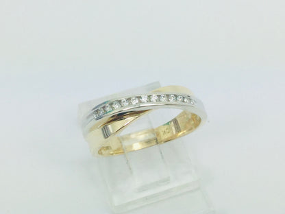 10k Yellow & White Gold Round Cut 13pt Channel Set Diamond Ring