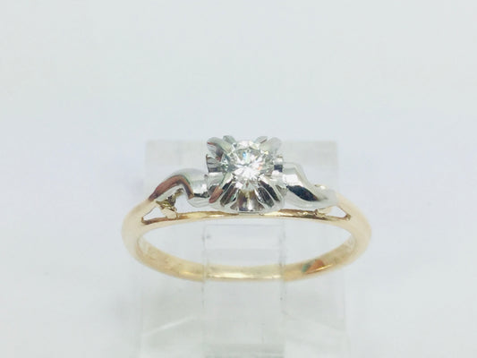 14k Yellow Gold Round Cut 15pt Diamond Solitaire Ring