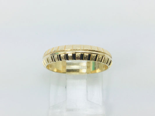 14k Yellow Gold Custom Diamond Cut Band Ring