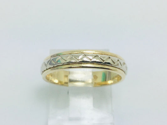 14k Yellow & White Gold Zig Zag Band Ring