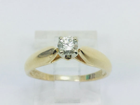 14k Yellow Gold Round Cut 22pt Diamond Solitaire Ring