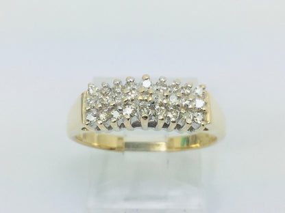 14k Yellow Gold Round Cut 27pt Diamond Cluster Row Set Ring