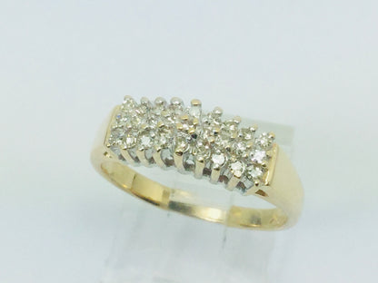 14k Yellow Gold Round Cut 27pt Diamond Cluster Row Set Ring