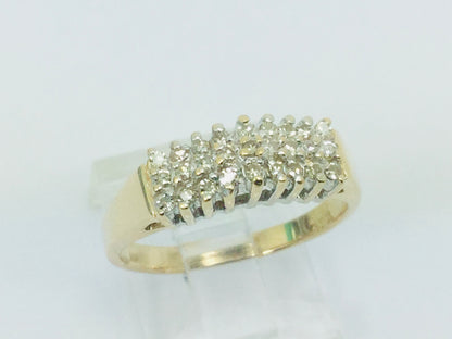 14k Yellow Gold Round Cut 27pt Diamond Cluster Row Set Ring