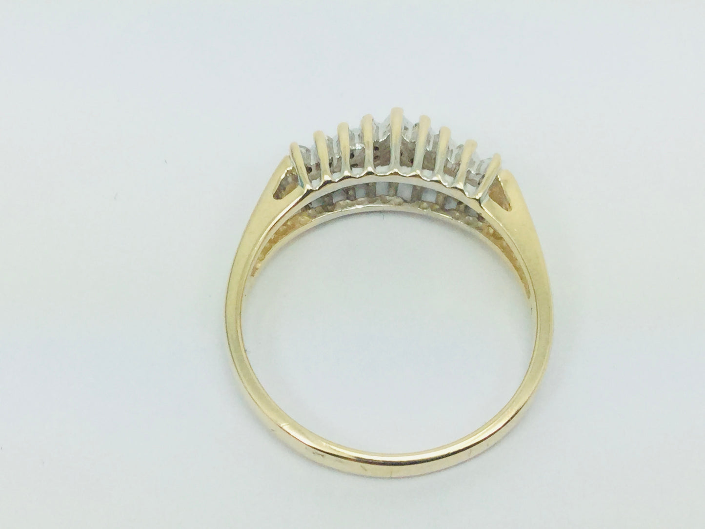 14k Yellow Gold Round Cut 27pt Diamond Cluster Row Set Ring