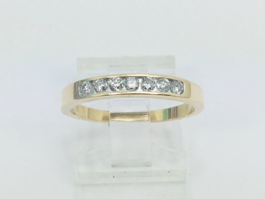 14k Yellow Gold Round Cut 21pt Diamond Channel Set Ring