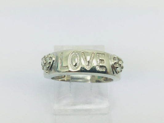 10k White Gold 'Love' 12pt Diamond Heart Ring