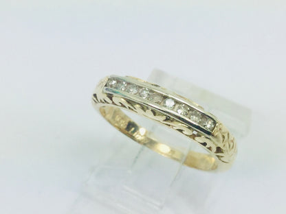 10k Yellow Gold Round Cut 18pt Channel Set Diamond Ring